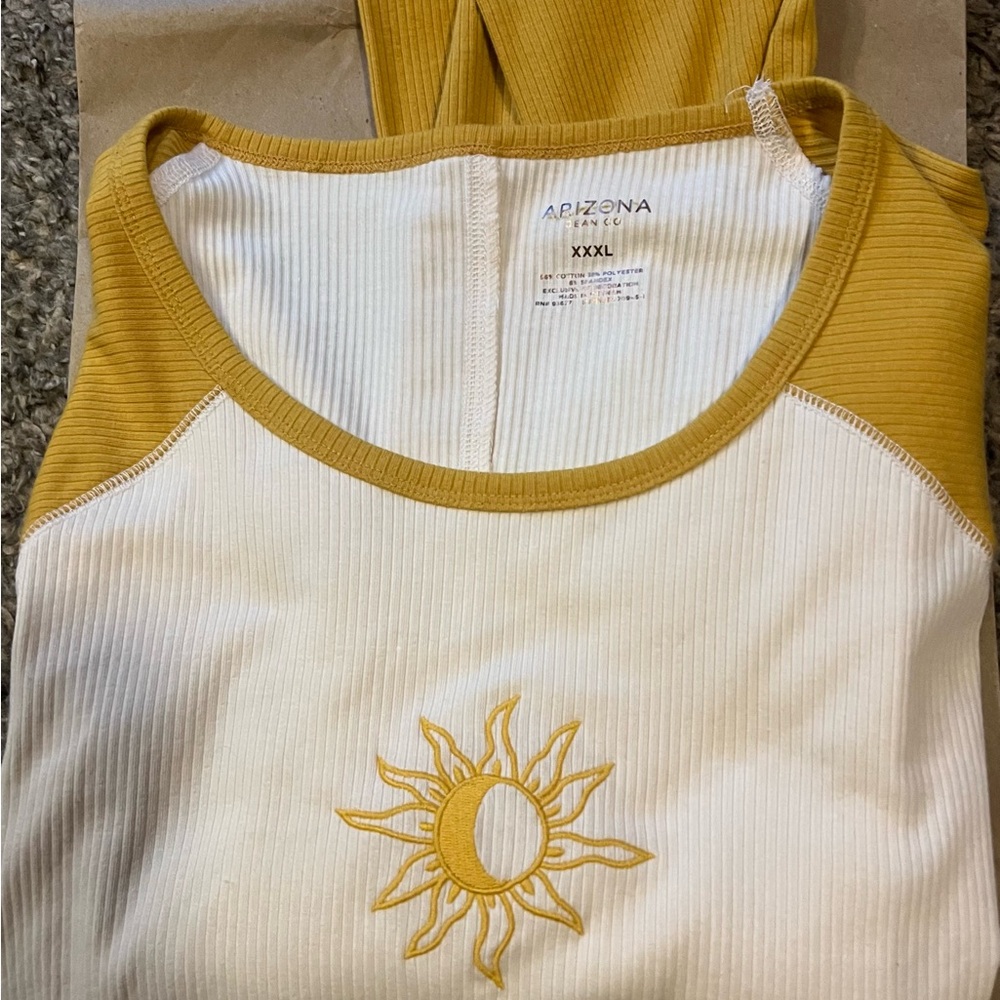 Arizona Yellow and White Sun Embroidered Top